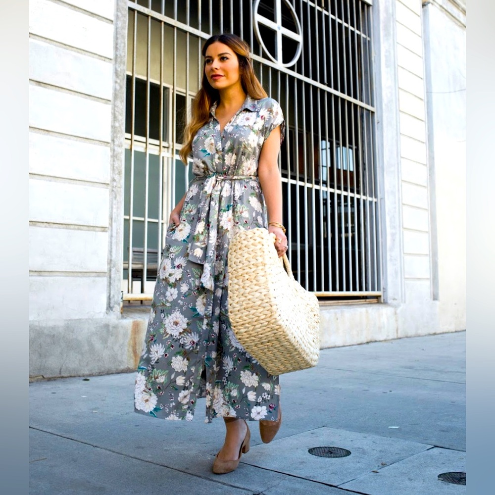 SOLD - ZARA Floral Shirt Dress